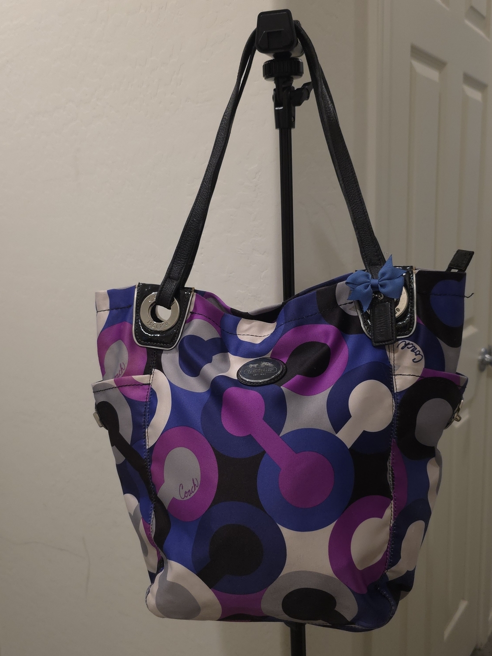 Vintage Coach Poppy Alex Satin Shoulder Bucket Bag Purse Tote OP Art Satin 2009